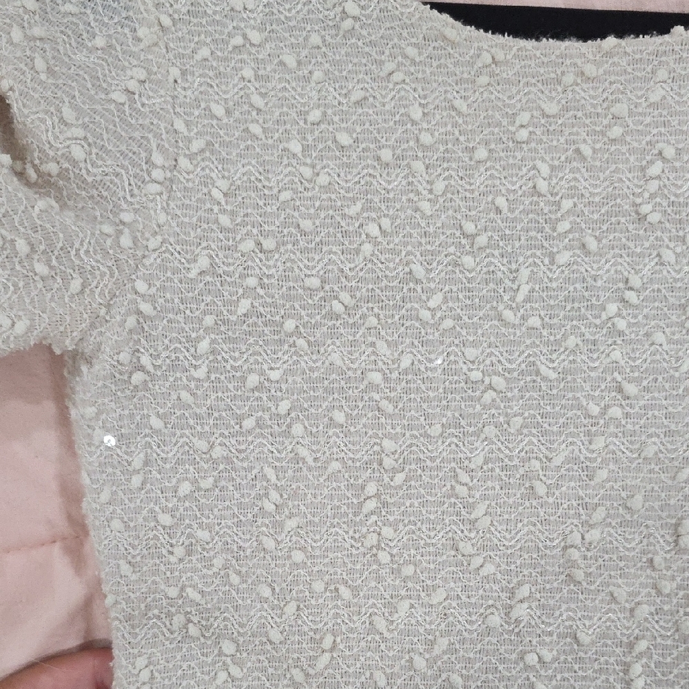 Jennifer Lopez Cream Sequin Long Sleeve Sheath Dress - Picture 4 of 5